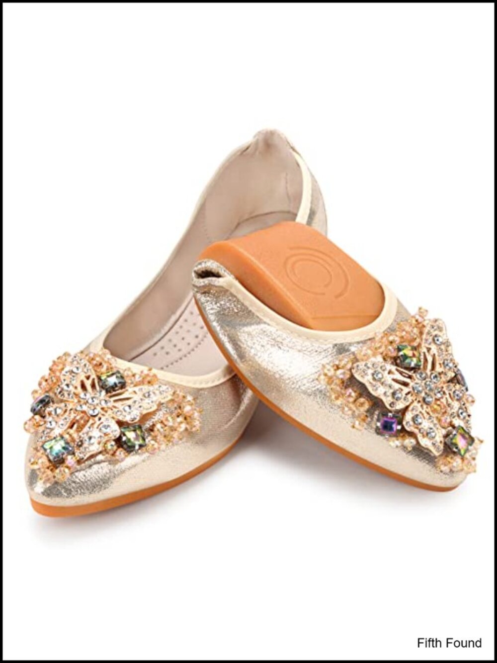 Rhinestone Ballet Flats Foldable Sparkly Comfort Slip On Women's Wedding Shoes